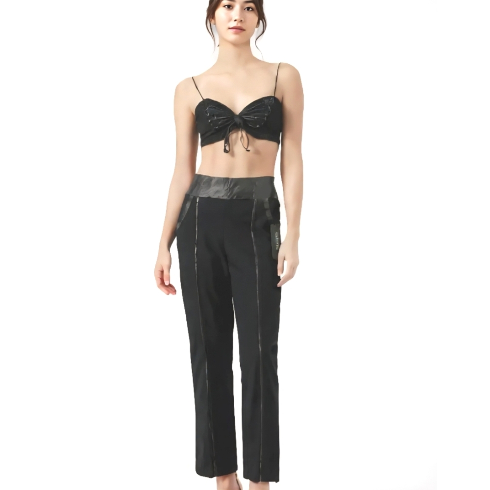 Nwt SIMON CHANG Denim Black Pants Size 2